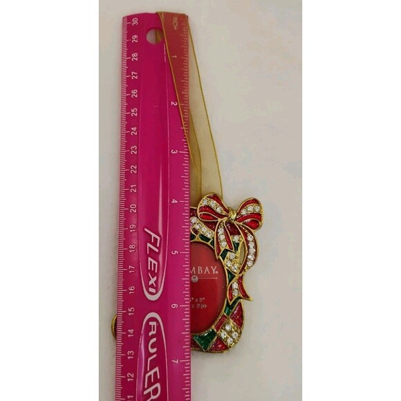 Bombay Christmas Stocking Ornament Photo Picture Frame Faux Rhinestone - Picture 13 of 14